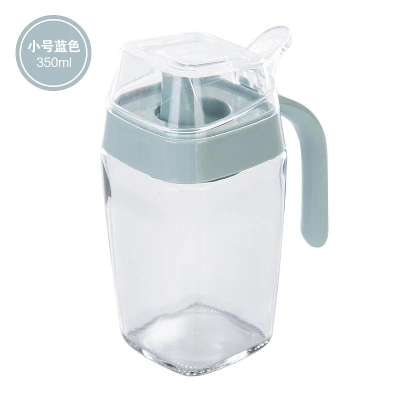 350ml(Blue) Диспенсер оливкового масла стеклянная бутылка, герметичный контейнер для хранения масла для приготовления пищи, нескользящая ручка, отлично подходит для кухни и барбекю - Цвет: 350ml(Blue)