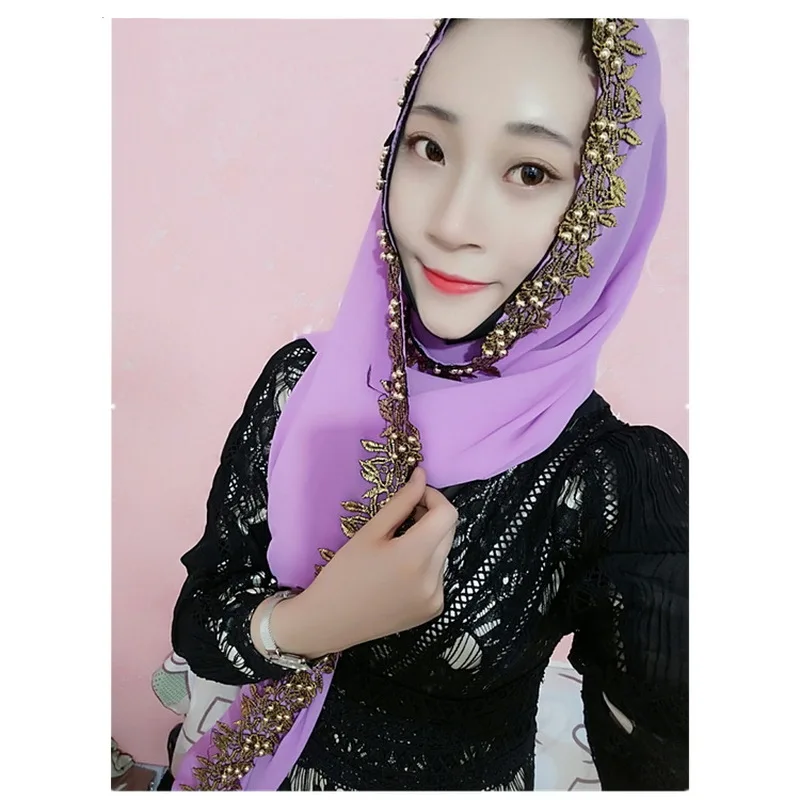 Новинка женский шарф однотонный Блестящий шифоновый шелковый со стразами и