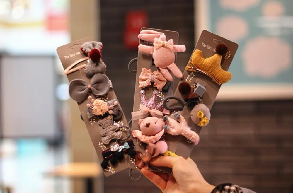 

5 pcs/pack- Korean Children's Hair Accessories Baby Princess Hairpin Girls Hair Circle Rope Suit Combination Hairpin Headdress
