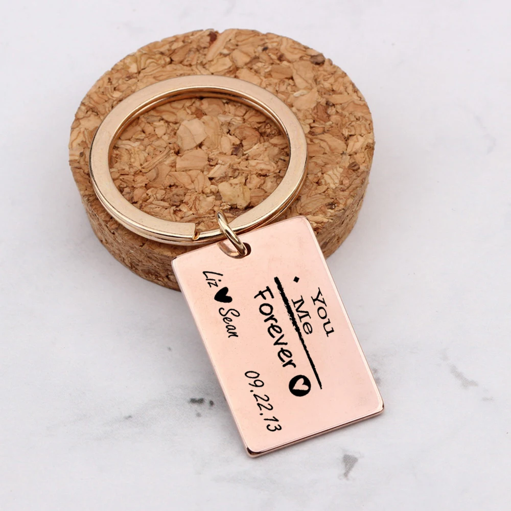 Custom name and data Fashion Key Chain Engraved Heart You Me Forever Holder Couples Special Anniversary Valentine's Gifts | Украшения и