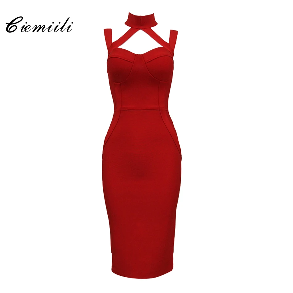 CIEMIILI 2018 выдалбливают Спагетти ремень женское платье es Solid Красный черный синий