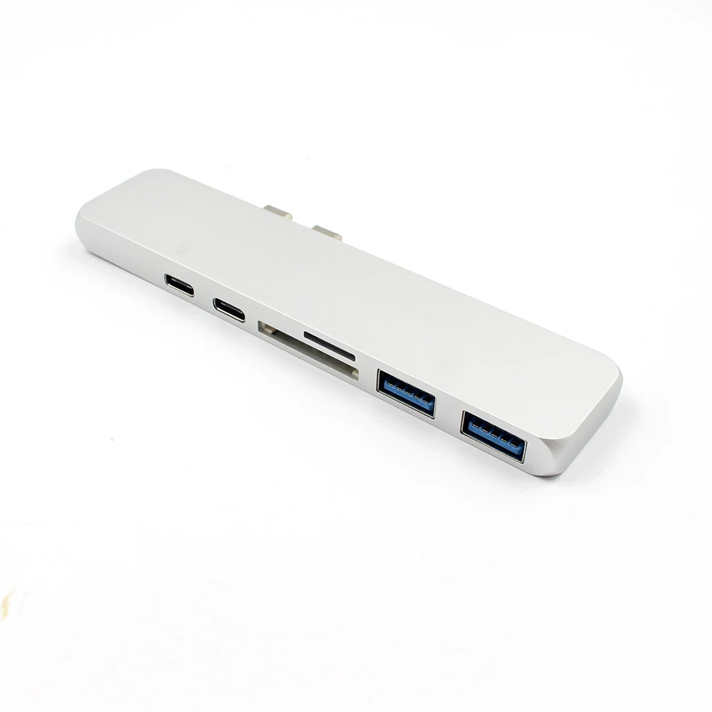 Thunderbolt 3 док 7in1 USB C Hub двойной Тип многопортовый Card Reader USB3.1 зарядки адаптер HDMI 4 K для