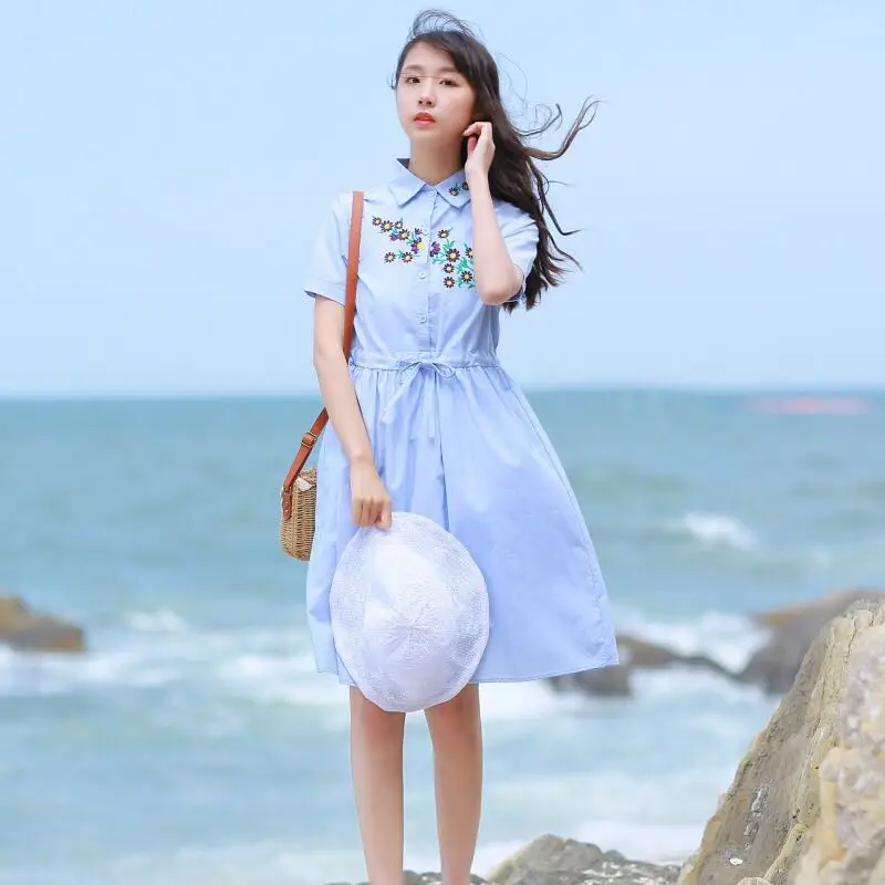 Летнее платье Mori Girl новинка 2019 модные женские платья с коротким рукавом и