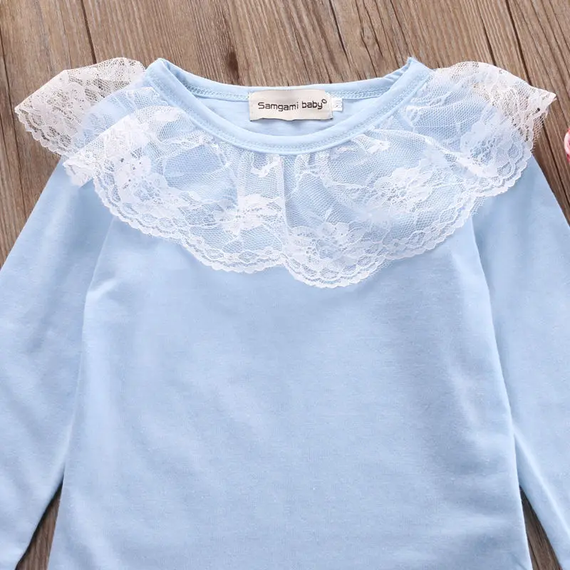 Одежда с цветочным рисунком для маленьких девочек футболка длинными рукавами