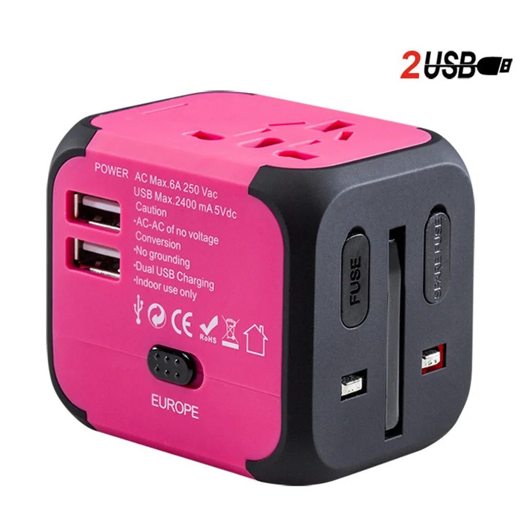 Горячая Универсальный дорожный переходник двойной usb-разъем, зарядное устройство питания Великобритании США ЕС австралийская вилка Электрический адаптер