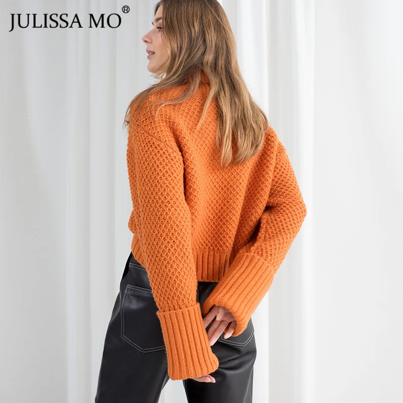 Julissa mo теплый свитер с высоким воротом для женщин осень зима длинный рукав Losse Повседневный пуловер модный вязаный джемпер женский топ