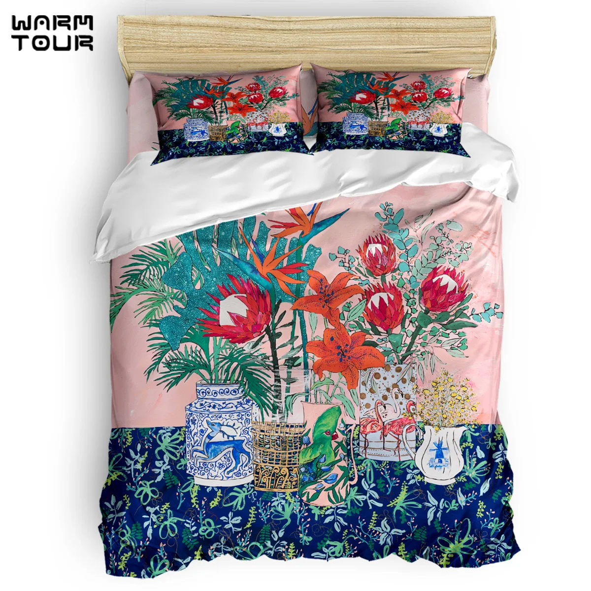 WARMTOUR Duvet Cover The Domesticated Jungle - Floral Still Life Set 4 Piece Bedding For Beds |