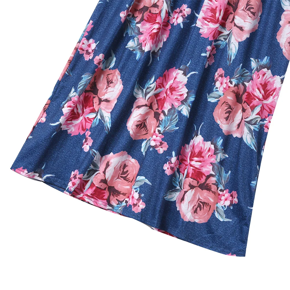 Платье с принтом и длинными рукавами в пасторальном стиле для родителей