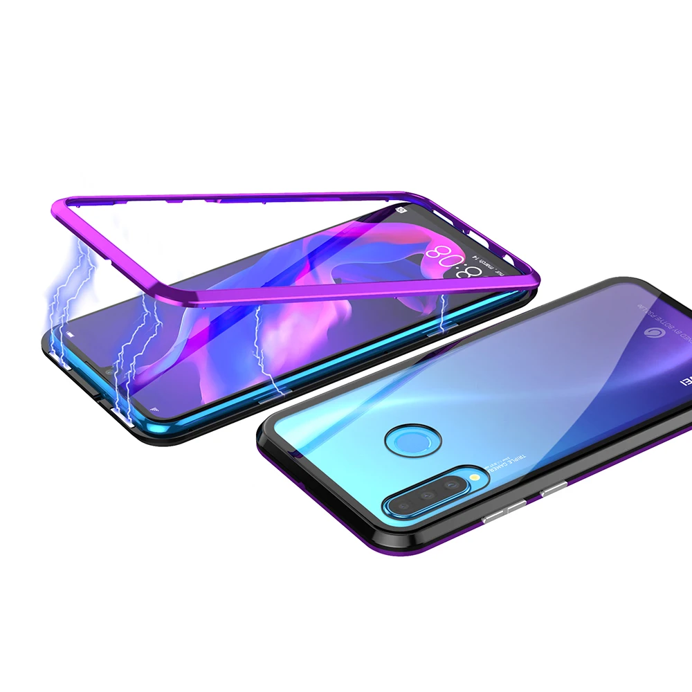Роскошный магнитный металлический бампер чехол для huawei P30 Pro чехол 360 прозрачное стекло полный корпус чехол для телефона для huawei P30 P30 lite