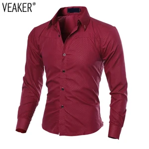 Рубашки в клетку мужские повседневные, приталенная деловая блуза с длинным рукавом, черные, красные в клетку, размера плюс 5XL, весна 2021