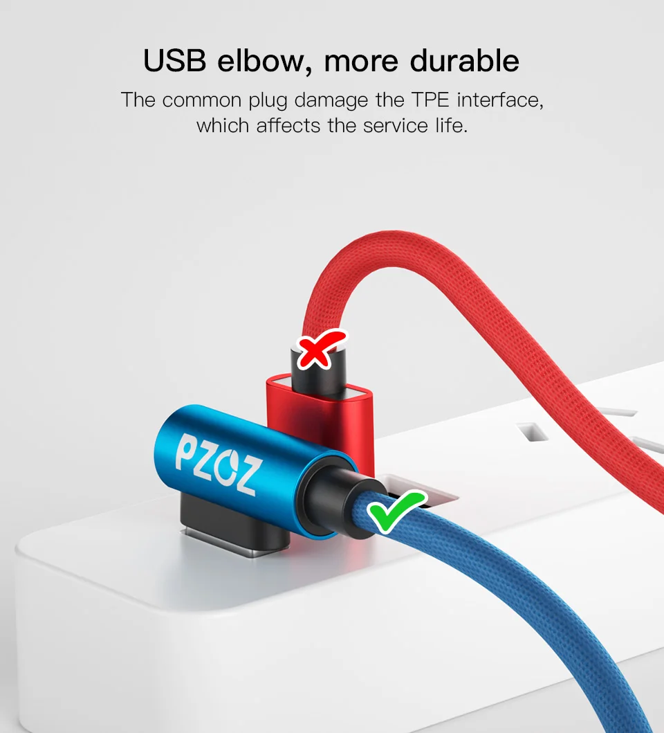 PZOZ 90 Degree USB Micro Cable Fast Charging Adapter Micro USB Mobile Phone Charge Microusb Cable Data For Samsung Huawei Xiaomi