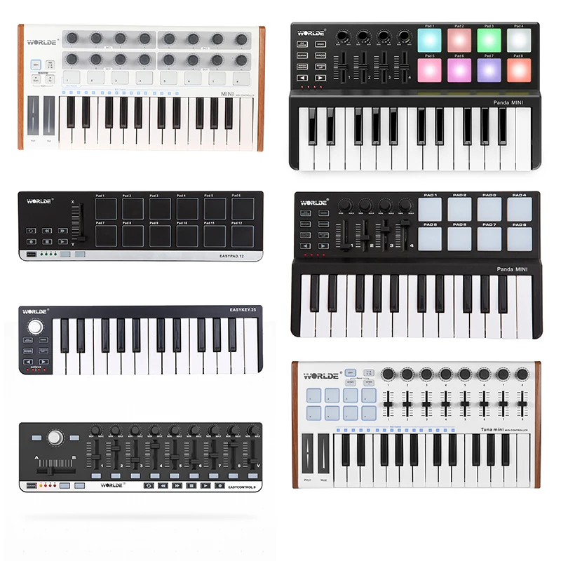 WORLED, портативная MIDI клавиатура с управлением, мини USB клавиатура, MIDI управление, MIDI управление, клавиатура, колодки, 7 видов стилей на выбор