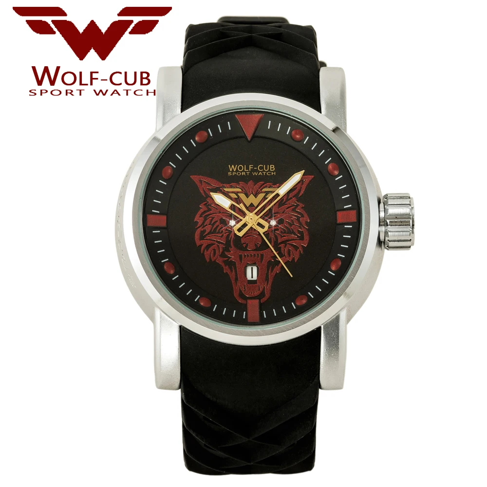 WOLF-CUB 30 бар дизайн персонализированные спортивные мужские часы циферблат Langtou Япония механизм