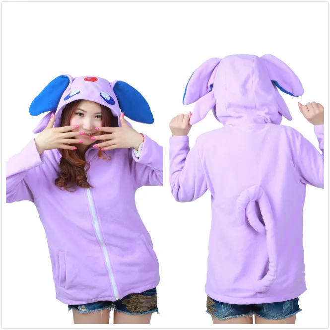 Мультфильм Аниме Покемон худи эспеон флис для женщин мужчин взрослых Косплей