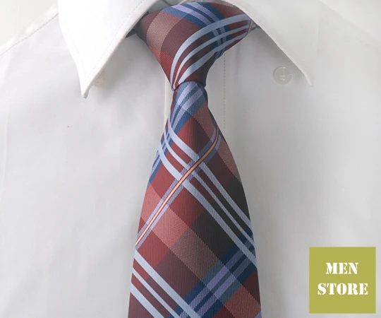 Мужской жаккардовый галстук темно-красный синий в клетку 3 дюйма 8 см DT078 |