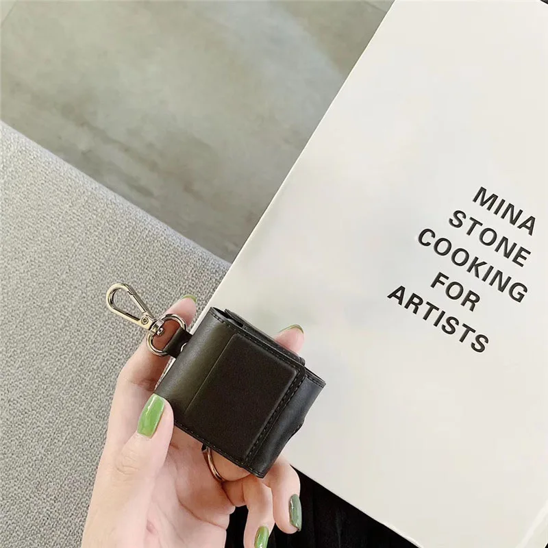 black Для AirPods Чехол кожаный беспроводной Bluetooth наушники чехол s для Apple Airpod 2 Чехол Funda Мода - Цвет: black