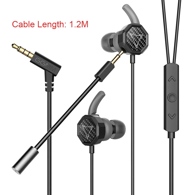 Black1.2M GGMM G1 игровая гарнитура наушники с HD четким микрофоном Игровые наушники Kulaklik Auriculares телефон PC Gamer для PUBG CSGO и т. Д. Игры - Цвет: Black1.2M
