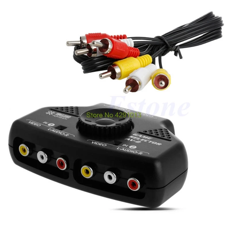 2Way Аудио Видео AV RCA Игра Селектор Box сплиттер кабель 3RCA Fr XBox DVD Прямая поставка