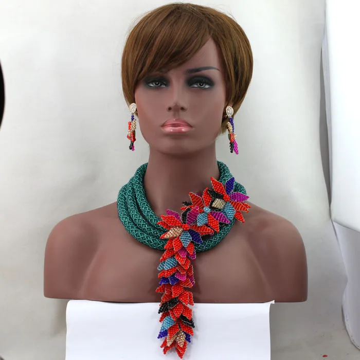 Изумительный армейский зеленый Свадебный нигерийский ювелирный набор