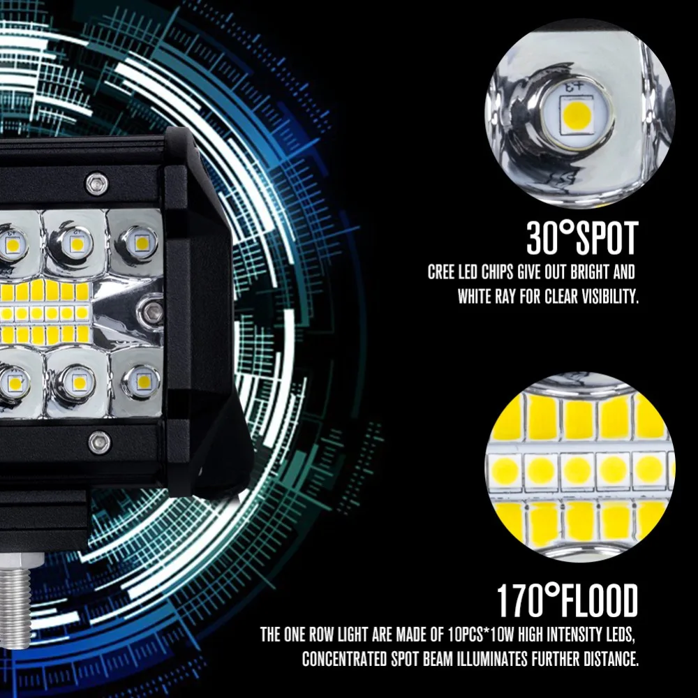 Светодиодный рабочий светильник бар 4 дюйма Тройной Ряд светодиодный