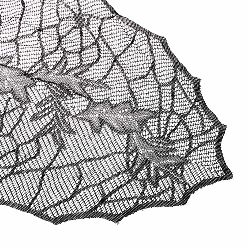 

Halloween Party Lace Leaf Web Tablecloth Fireplace Scarf Black Mantle