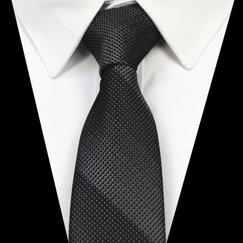 

GUSLESON Fashion Quality Slim Tie 6cm Black Gray Skinny Narrow Gravata Silk Jacquard Woven Neckties For Men Wedding Party Groom