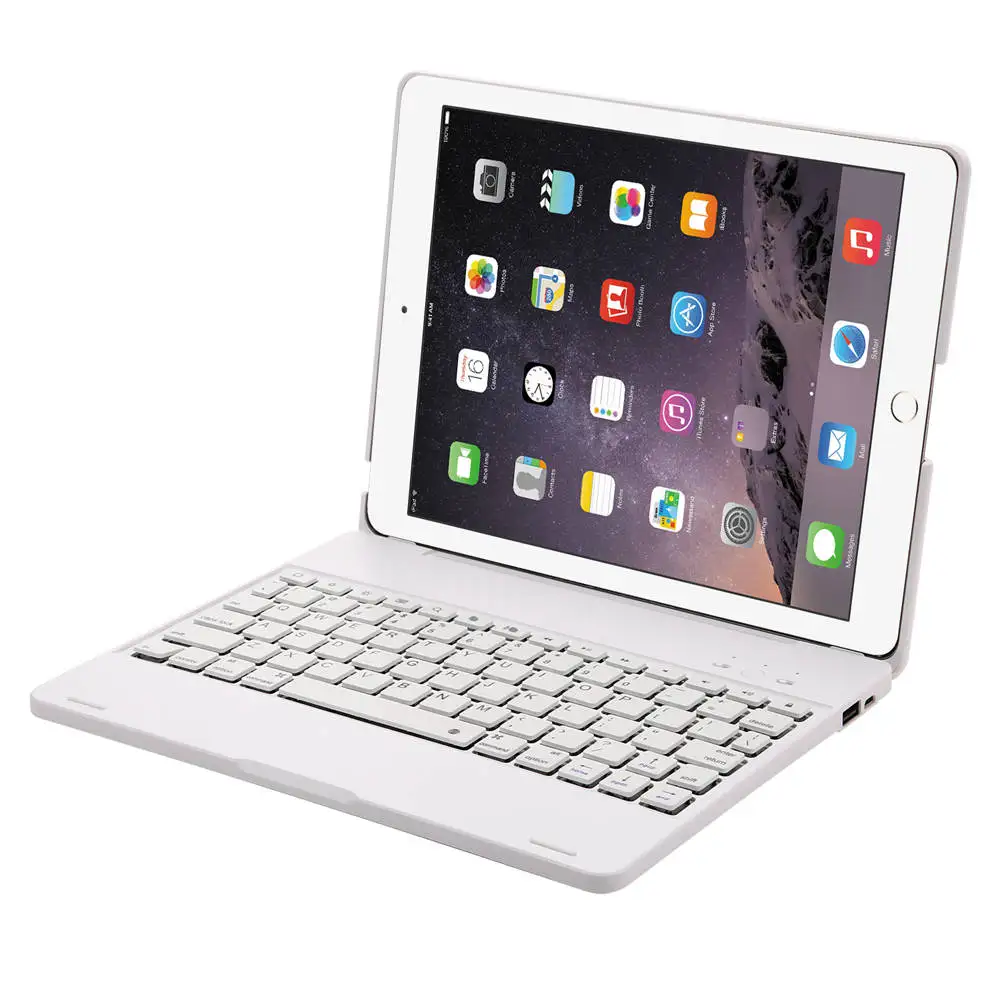 White Для iPad 2/3/4 смарт-раскладушка из АБС-пластика Bluetooth русский/Иврит/Испанский Клавиатура чехол крышка с Перезаряжаемые 4000 мА/ч, Мощность банка - Цвет: White