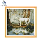 Joy Sunday Единорог Сад домашний декор Diy картина Счетный принт на холсте Набор 11CT 14CT рукоделие вышивка крестиком наборы
