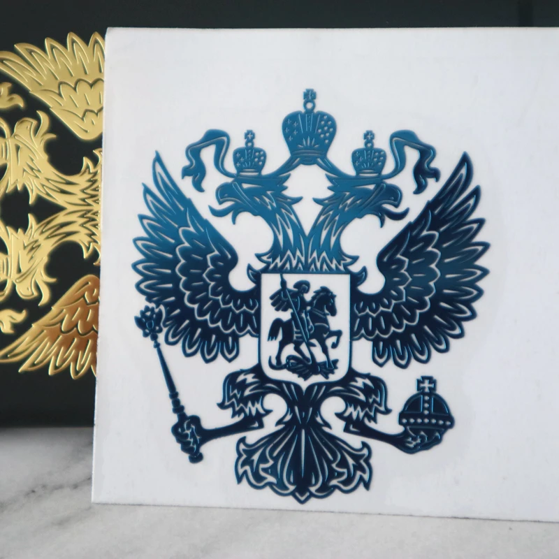 CK2887#3.4*4см Герб России Никель Металл Наклейки на автомобиль Российская Федерация