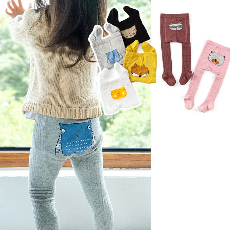 

Autumn knit cotton Big PP Baby girlsTights children pantyhose cartoon animal Warmer Cotton Kids Stockings