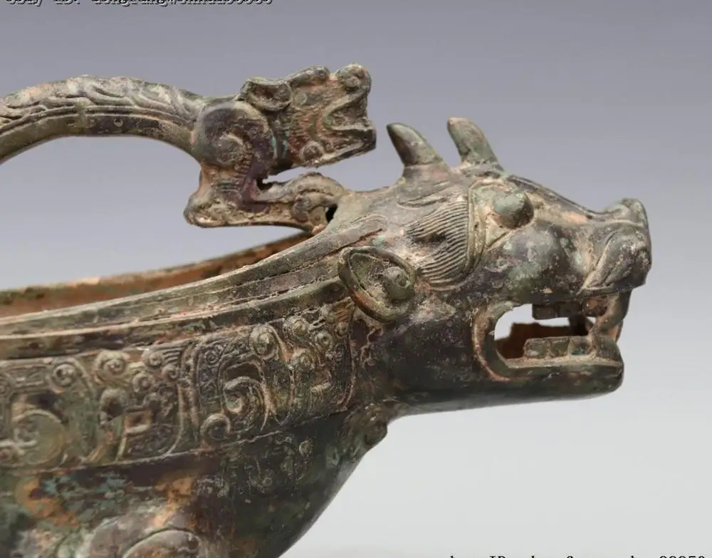 Китайская народная старая чистая бронза фу Фо Собака Лев Pi Xiu бык зверь чайник