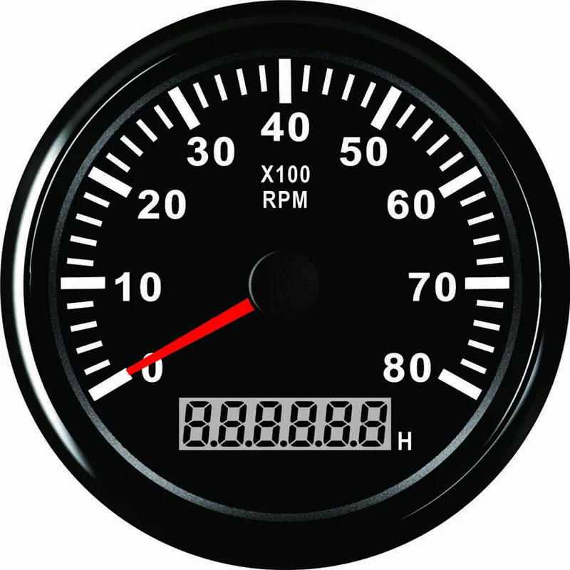 Тахометр для авто двигатель 52/85 мм Мини Круглый ЖК-дисплей цифровой Красный светильник 0-9990 об/мин двигатель грузовика Калибр 12 V 24 V Таймер Счетчик моточасов - Цвет: 8000RPM-BN-85mm