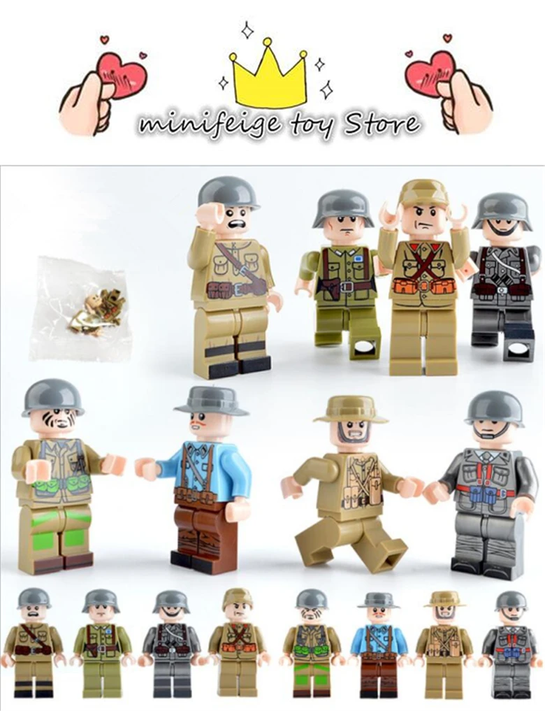 8pcs 8 - nation coalition soldier Building Blocks DIY toys Compatible LegoINGlys With Weapons Action Figure Toys For Child Gift | Игрушки и