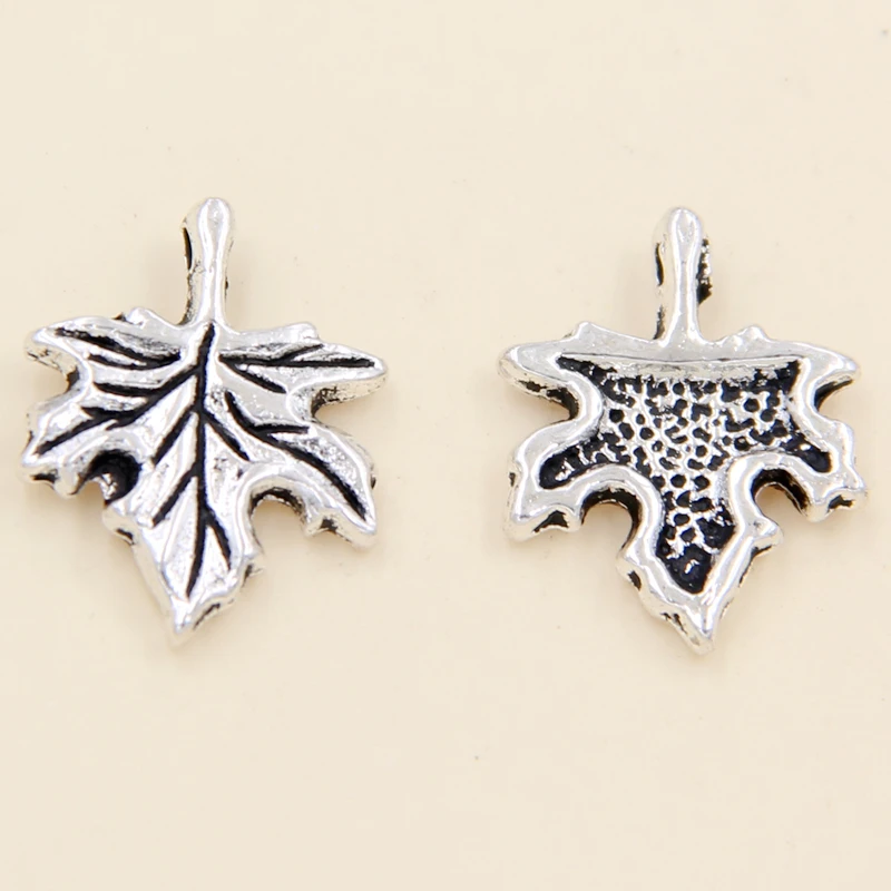 

Wholesale 40pcs Tibetan Silver Maple Leaf Charms Pendants 14x17mm