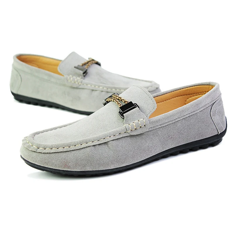 Мужские замшевые лоферы без шнуровки Повседневные Классические туфли на плоской