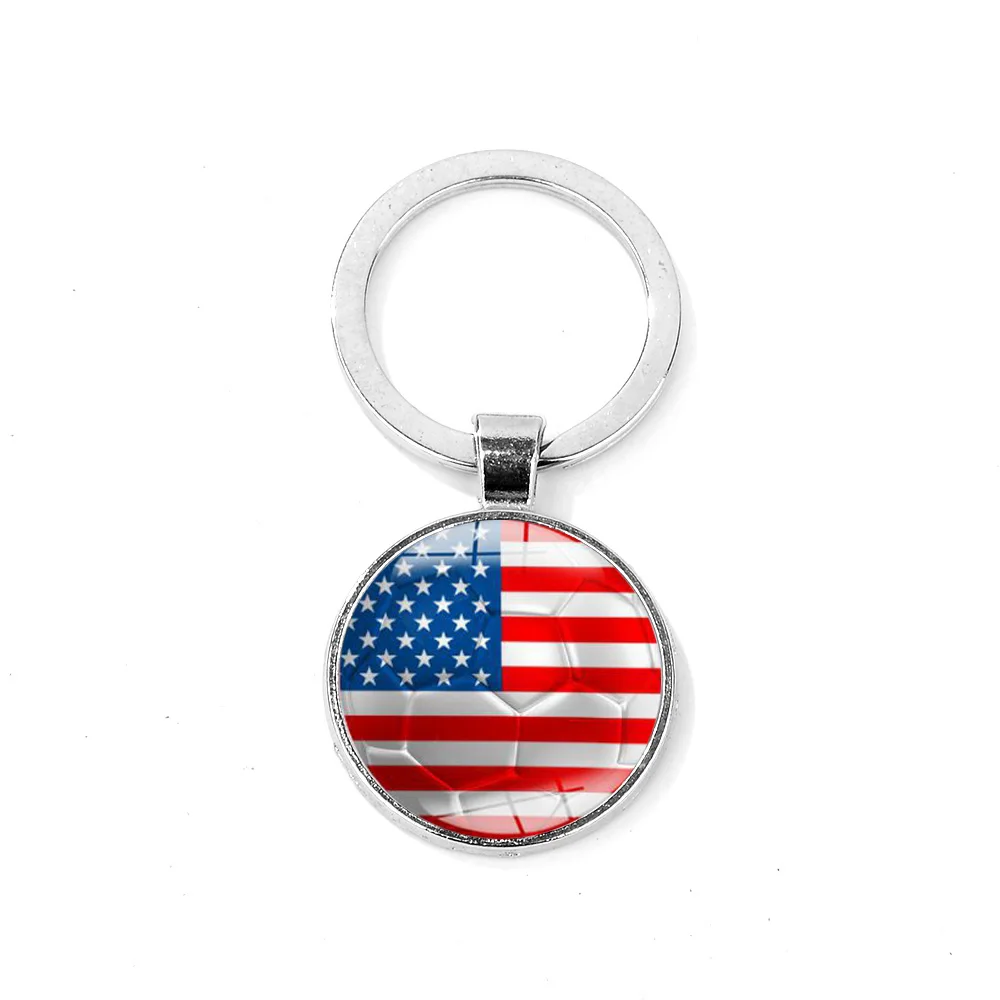 America SIAN мир моды Национальный флаг брелок США, Великобритании, Бразилии России Творческий Футбол печатных брелок страна футбольный клуб любителей подарок - Цвет: America