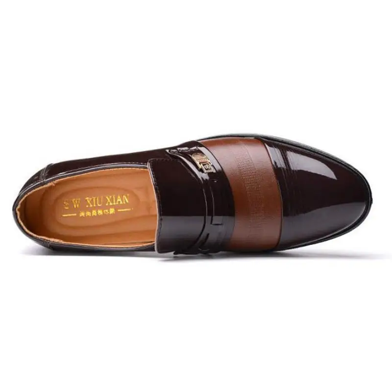 Весна Осень модные оксфорды деловые мужские модельные туфли из искусственной