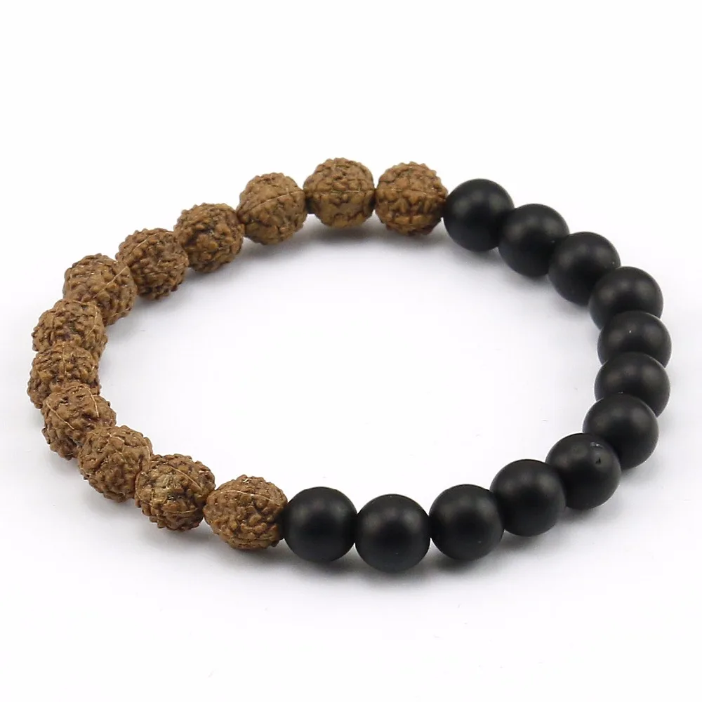 Матовые Ониксовые бусины натуральные браслеты Rudraksha унисекс тибетский