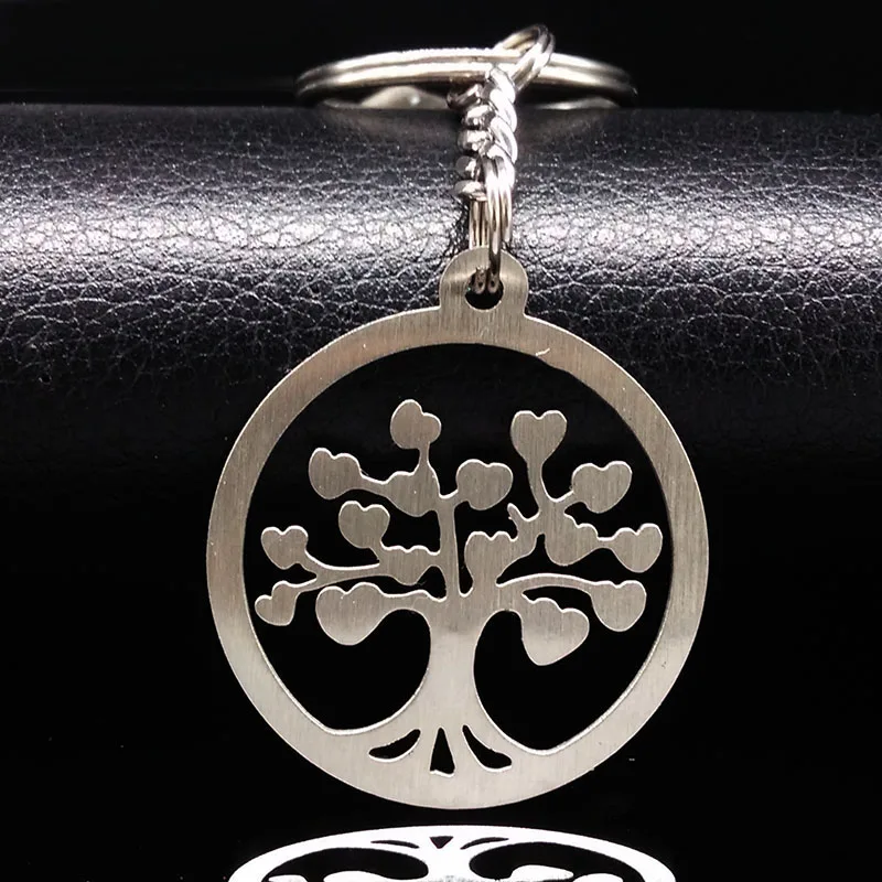 Брелок с подвеской из нержавеющей стали Tree of Life серебряный цвет брелки для женщин