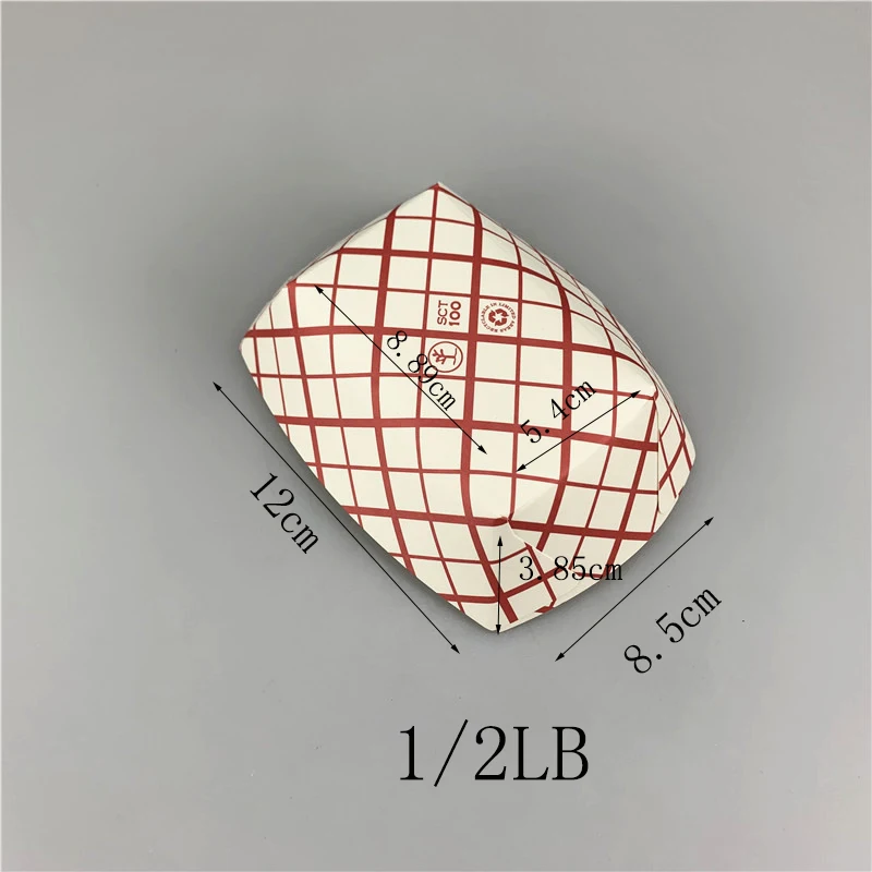 12PCS 0.5LB 1/4LB 1/2LB LIB 3LB 12 шт красный плед напечатанный одноразовый Бумажный лоток для еды лодка фаст-фуд лотки-контейнеры вечерние принадлежности для пикника - Цвет: 12PCS 0.5LB
