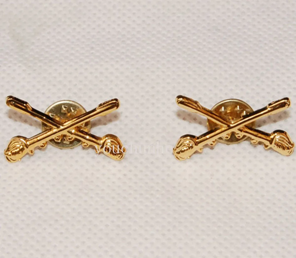 Пара WW2 армии США кавалерийские мечи металлический воротник значки PIN-US256