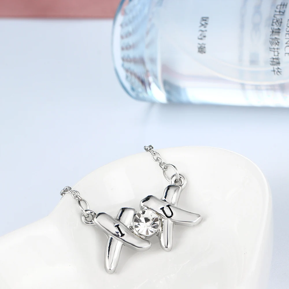 Unique Design Crystal X O Pendant Necklaces Women Fashion Letter I U Jewelry For | Украшения и аксессуары