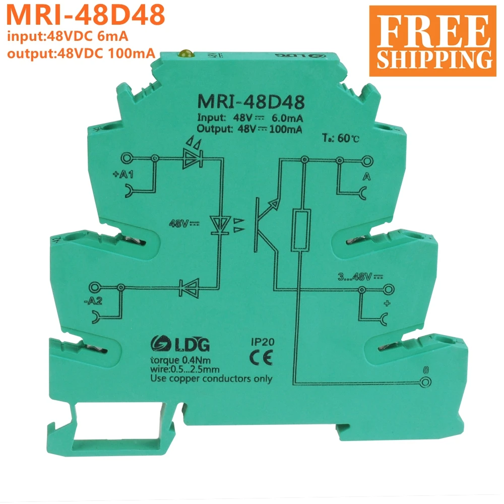

5pcs MRI-48D48 LED Photoelectrical Coupling-interface Relay Module Input 48V DC
