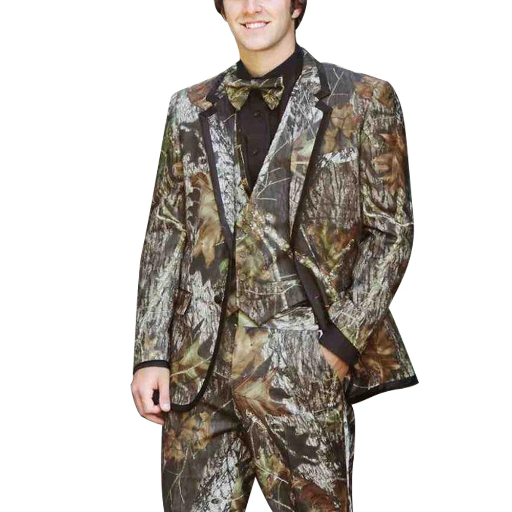 

Men's 3 Piece 1 Button Flat Collar Straight Camouflage Color Suits For Casual Event Designed New Arrival Men Suits