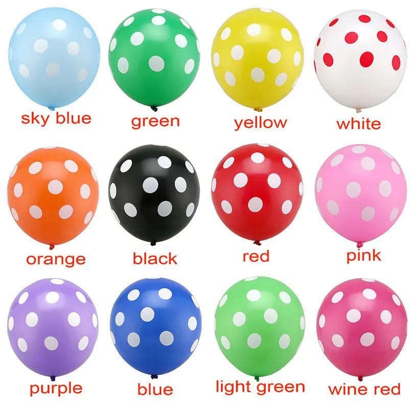 

12" Polka Dot Balloons Latex 14 colors Inflatable Air balls Cumpleanos Decoracion Balloons globos Party Birthday Presents Ballon