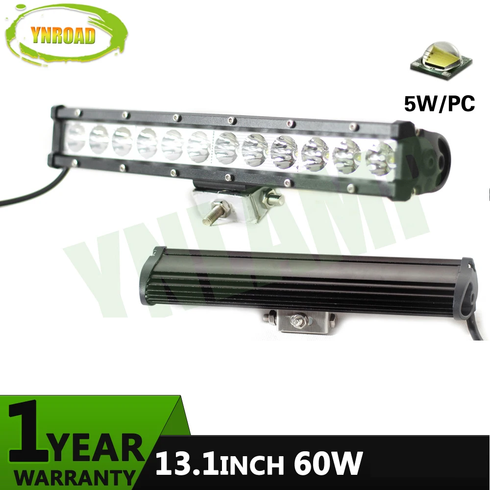 

YNROAD 13.1inch 60w single row Led Light Bar Driving Offroad Light Spot/flood/combo 10V- 30V 5400LM for 4x4 ATV UTV TRUCK 4WD