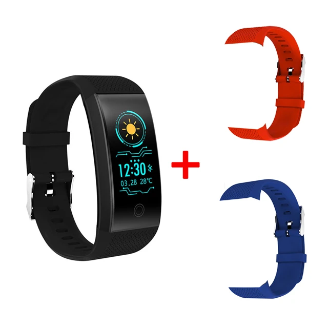 add Red Blue Умный Браслет QW18 IP68 Водонепроницаемый Smartband монитор сердечного ритма во время сна спортивный Шагомер фитнес-трекер Bluetooth Smartwatch - Цвет: add Red Blue