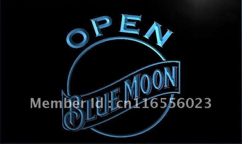 

LA052- Blue Moon Beer OPEN Bar LED Neon Light Sign home decor crafts