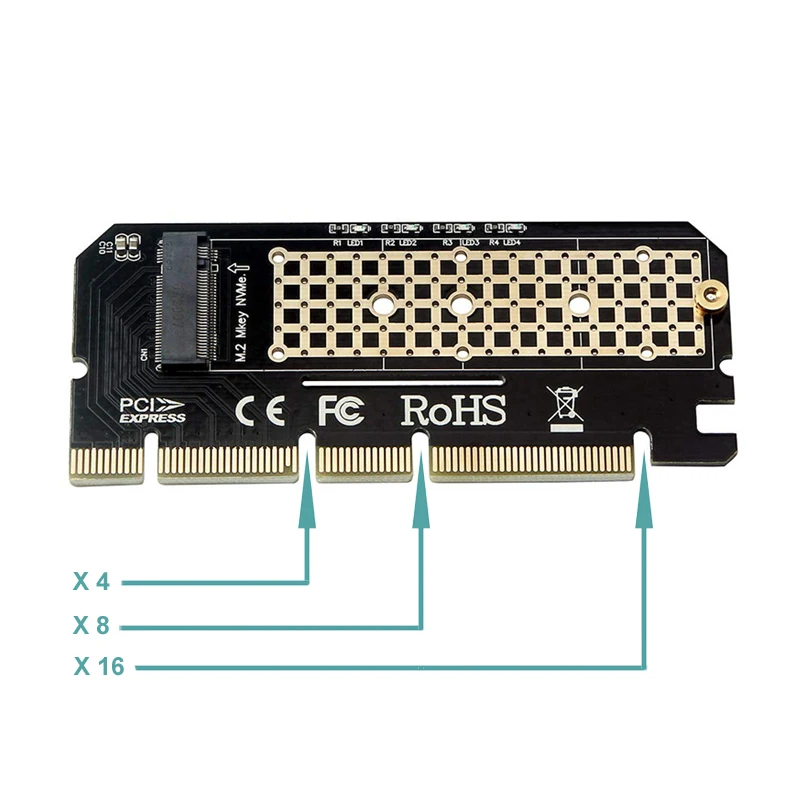 Карта адаптера M.2 SSD NVME PCIe Gen3 X4 X8 X16 M Key M2 NVMe AHCI 2230 2242 2260 2280 в 3 0 конвертер с тепловой