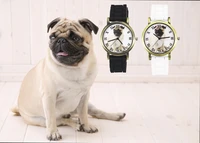 pug pet love dog men women watches sport casual black white silicone band unisex quartz wrist watch deals